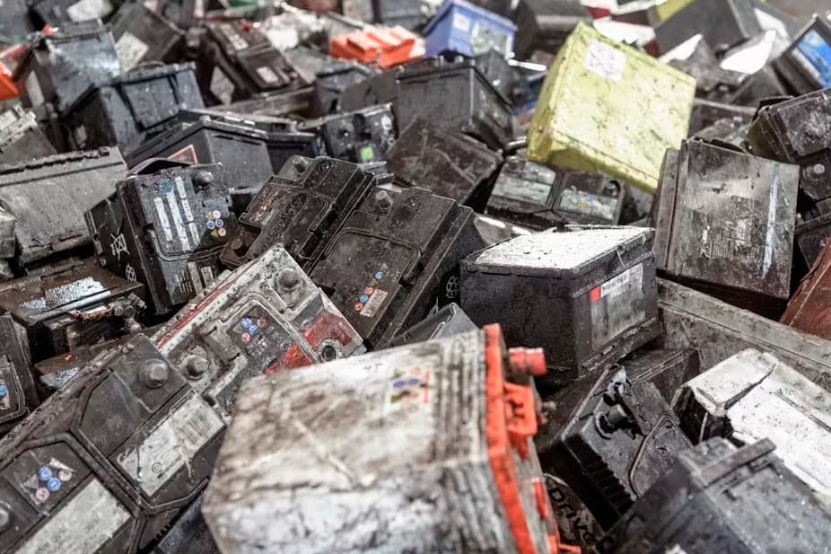 Various types of batteries collected for specialized recycling